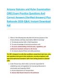 Arizona Statutes and Rules Examination  &lpar;SRE&rpar; Exam Practice Questions And  Correct Answers &lpar;Verified Answers&rpar; Plus  Rationale 2026 Q&A&vert; Instant Download  Pdf 