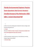 Florida Environmental Engineer Practice  Exam Questions And Correct Answers  &lpar;Verified Answers&rpar; Plus Rationales 2026  Q&A &vert; Instant Download Pdf 