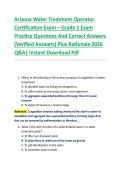 Arizona Water Treatment Operator  Certification Exam &ndash; Grade 1 Exam  Practice Questions And Correct Answers  &lpar;Verified Answers&rpar; Plus Rationale 2026  Q&A&vert; Instant Download Pdf  