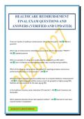 HEALTHCARE REIMBURSEMENT FINAL EXAM QUESTIONS AND ANSWERS &lpar;VERIFIED AND UPDATED&rpar;