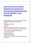 California Environmental Engineer  Certification Exam Questions And  Correct Answers &lpar;Verified Answers&rpar; Plus  Rationales 2026 Q&A &vert; Instant  Download Pdf