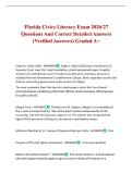 Florida Civics Literacy Exam 2026&sol;27 Questions And Correct Detailed Answers &lpar;Verified Answers&rpar; Graded A&plus; &vert; Latest Update