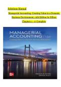 Solutions Manual  Managerial Accounting&colon; Creating Value in a Dynamic  Business Environment&comma; 13th Edition by Hilton  Chapters 1 - 17 Complete 