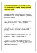 Commercial Driver License &lpar;Class A&rpar; Hazmat Endorsement Test questions with answers&period;