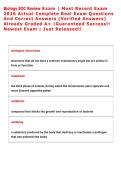 Biology EOC Review Exam &vert; Most Recent Exam  2026 Actual Complete Real Exam Questions  And Correct Answers &lpar;Verified Answers&rpar;  Already Graded A&plus; &vert;Guaranteed Success&excl;&excl;  Newest Exam &vert; Just Released&excl;&excl;