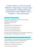 CPJE Clinical Actual Exam 2026&sol;2027 &vert; California Pharmacy Jurisprudence Exam &vert; 300 Practice Questions With Verified Answers & Rationales &vert; Law&comma; Clinical&comma; Dispensing &vert; A&plus; Grade Guaranteed