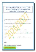 AUBURN BIOLOGY 1021 LAB FINAL EXAM QUESTIONS AND ANSWERS &lpar;VERIFIED AND UPDATED&rpar;