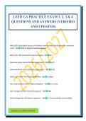 LEED GA PRACTICE EXAM 1&comma; 2&comma; 3 & 4 QUESTIONS AND ANSWERS &lpar;VERIFIED AND UPDATED&rpar;