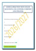 LEED GA PRACTICE TEST 4 EXAM QUESTIONS AND ANSWERS &lpar;VERIFIED AND UPDATED&rpar;