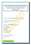 MAI WRITTEN EXAM 1 QUESTIONS AND ANSWERS &lpar;VERIFIED AND UPDATED&rpar;