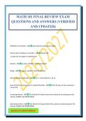 MATH 101 FINAL REVIEW EXAM QUESTIONS AND ANSWERS &lpar;VERIFIED AND UPDATED&rpar;