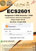 ECS2601 Assignment 3 QUIZ &lpar;COMPLETE ANSWERS&rpar; Semester 1 2026 - DUE 23 April 2026