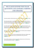 MS CLASS D LICENSE TEST EXAM QUESTIONS AND ANSWERS &lpar;VERIFIED AND UPDATED&rpar;