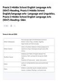 Praxis 2 Middle School English Language Arts &lpar;5047&rpar;-Reading&comma; Praxis II Middle School English&sol;language arts- Language and Linguistics&comma; Praxis 2 Middle School English Language Arts &lpar;5047&rpar;-Reading- Q&A