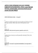 APEX NIH STROKE SCALE NIHSS  GROUP B PATIENTS 1 TO 6  200 MCQS WITH ANSWERS AND RATIONALES  2026 EXAM PREP