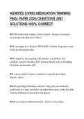 ASSISTED LIVING MEDICATION TRAINING  FINAL PAPER 2026 QUESTIONS AND  SOLUTIONS 100&percnt; CORRECT