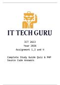 ICT2613 Assignments 1&comma; 2 & 4 2026 Complete Bundle &lpar;PHP Code & MCQ Quizzes&rpar;