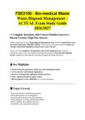 FSE2100 Study Notes &vert; Environmental & Waste Management Concepts Description&colon; Course notes covering key environmental and waste management topics for FSE2100&period; Keywords&colon; FSE2100&comma; environmental studies&comma; waste management&comma; course notes&comma; sustainability