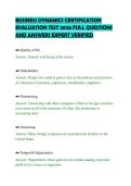 BUSINESS DYNAMICS CERTIFICATION EVALUATION TEST 2026 FULL QUESTIONS AND ANSWERS EXPERT VERIFIED