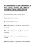 BLG 144 MIDTERM 1 2026 EXAM PREPARATION  PACK KEY CELL BIOLOGY AND GENETICS  CONCEPTS WITH SAMPLE QUESTIONS
