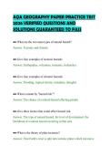 AQA GEOGRAPHY PAPER PRACTICE TEST 2026 VERIFIED QUESTIONS AND SOLUTIONS GUARANTEED TO PASS