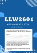 LLW2601 ASSIGNMENT 2 SEMESTR 1 2026 - DISTINCTION &vert; DUE 23  APRIL 2025