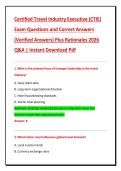Certified Travel Industry Executive &lpar;CTIE&rpar;  Exam Questions and Correct Answers  &lpar;Verified Answers&rpar; Plus Rationales 2026  Q&A &vert; Instant Download Pdf