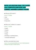 BATES 13TH EDITION FINAL TEST PAPER 2026 COMPLETE QUESTIONS AND CORRECT ANSWERS ALREADY PASSED