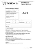 OCR CHEMISTRY B &lpar;A LEVEL&rpar; QP 2 PREDICTED PAPER 2026