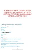 TCRN EXAM LATEST UPDATE  2026 320  QUESTIONS AND CORRECT DETAILED  ANSWERS WITH RATIONALES&vert;ALREADY  GRADED A&plus;&vert;&vert;BRAND NEW&excl;&excl;