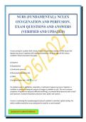 NURS &lpar;FUNDAMENTAL&rpar;&colon; NCLEX OXYGENATION AND PERFUSION&period; EXAM QUESTIONS AND ANSWERS &lpar;VERIFIED AND UPDATED&rpar;