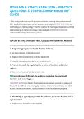 RDH LAW & ETHICS EXAM 2026 &ndash; PRACTICE QUESTIONS & VERIFIED ANSWERS STUDY GUIDE