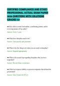 CERTIFIED COMPLIANCE AND ETHICS PROFESSIONAL ACTUAL EXAM PAPER 2026 QUESTIONS WITH SOLUTIONS GRADED A&plus;