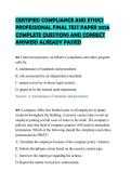 CERTIFIED COMPLIANCE AND ETHICS PROFESSIONAL FINAL TEST PAPER 2026 COMPLETE QUESTIONS AND CORRECT ANSWERS ALREADY PASSE