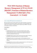 WGU D351 Functions of Human Resource Management ACTUAL EXAM 2026&sol;2027 &vert; Functions of Human Resource Management &vert; Verified Q&A &vert; Pass Guaranteed - A&plus; Graded