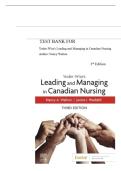 Test Bank &ndash; Yoder-Wise&rsquo;s Leading and Managing in Canadian Nursing 3rd Edition by Patricia S&period; Yoder-Wise&comma; Janice Waddell & Nancy Walton &vert; Exam Questions & Solutions