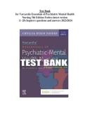 Test Bank for Varcarolis Essentials of Psychiatric Mental Health Nursing 5th Edition Fosbre-latest version &lpar;1 -28 chapters&rpar; questions and answers 2023&sol;2024