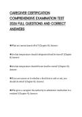 CAREGIVER CERTIFICATION  COMPREHENSIVE EXAMINATION TEST  2026 FULL QUESTIONS AND CORRECT  ANSWERS