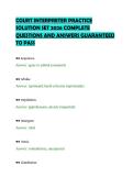 COURT INTERPRETER PRACTICE SOLUTION SET 2026 COMPLETE QUESTIONS AND ANSWERS GUARANTEED TO PASS