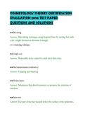 COSMETOLOGY THEORY CERTIFICATION EVALUATION 2026 TEST PAPER QUESTIONS AND SOLUTIONS