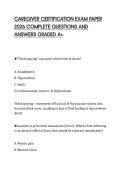 CAREGIVER CERTIFICATION EXAM PAPER  2026 COMPLETE QUESTIONS AND  ANSWERS GRADED A&plus;