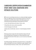 CAREGIVER CERTIFICATION EXAMINATION  STUDY SHEET 2026 QUESTIONS WITH  DETAILED SOLUTIONS 