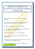 RHETORICAL THEORY EXAM QUESTIONS AND ANSWERS &lpar;VERIFIED AND UPDATED&rpar;