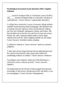Psychological Assessment Exam Questions With Complete Solutions