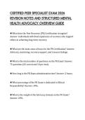 CERTIFIED PEER SPECIALIST EXAM 2026  REVISION NOTES AND STRUCTURED MENTAL  HEALTH ADVOCACY OVERVIEW GUIDE