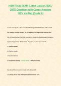 H&H FINAL EXAM &lpar;Latest Update 2026 &sol; 2027&rpar; Questions with Correct Answers 100&percnt; Verified &lbrace;Grade A&rcub;