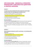 NPS EXAM 2026 &ndash; NEONATAL & PEDIATRIC RESPIRATORY CARE PRACTICE QUESTIONS & VERIFIED ANSWERS