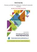 Test Bank for Elementary and Middle School Mathematics&colon; Teaching Developmentally 11th Edition &lpar;Walle &comma; 2022&rpar;&comma; Chapter 1-22 &vert; All Chapters