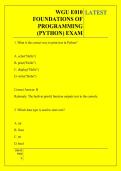 WGU E010  FOUNDATIONS OF  PROGRAMMING  &lpar;PYTHON&rpar; EXAM QUESTIONS AND ANSWERS 2026 - 2027