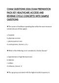 CHAM QUESTIONS 2026 EXAM PREPARATION  PACK KEY HEALTHCARE ACCESS AND  REVENUE CYCLE CONCEPTS WITH SAMPLE  QUESTIONS